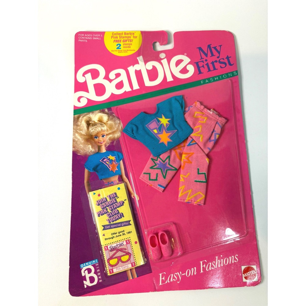 Vintage 1989 My First Barbie Easy-on Fashions Outfit 9271 Pink Pants Blue Shirt